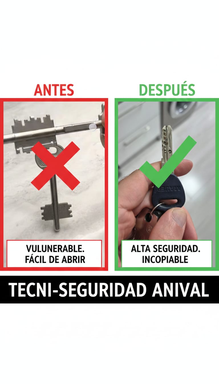 Llave de gorjas vulnerable frente a llave de alta seguridad incopiable: cambio urgente de cerradura en Madrid